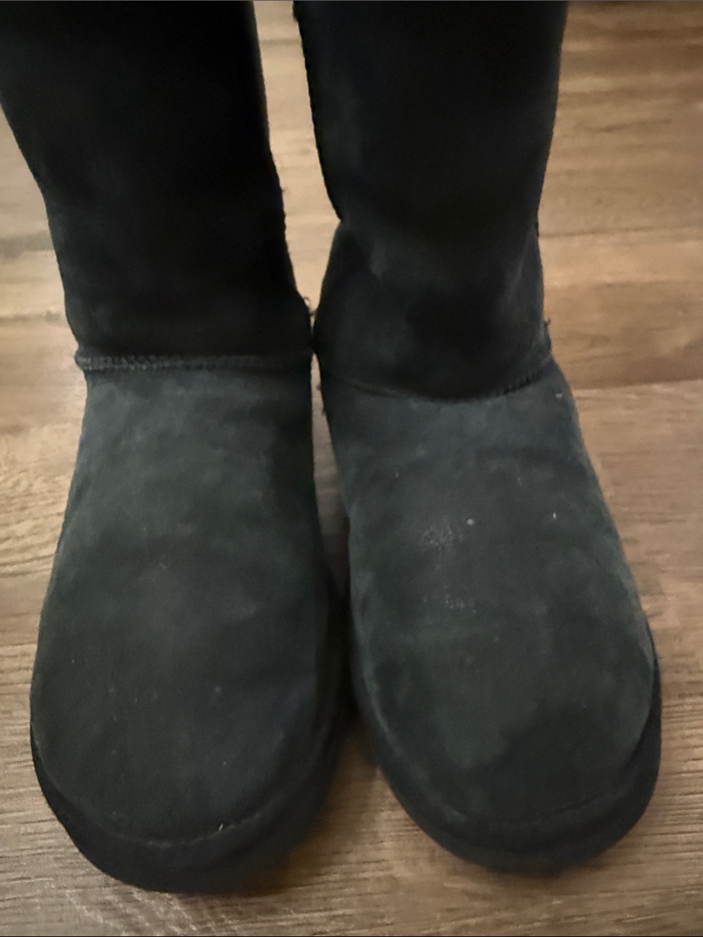 UGG Black Tall Suede Winter Boots with Shearling Size 7 - Picture 4 of 11